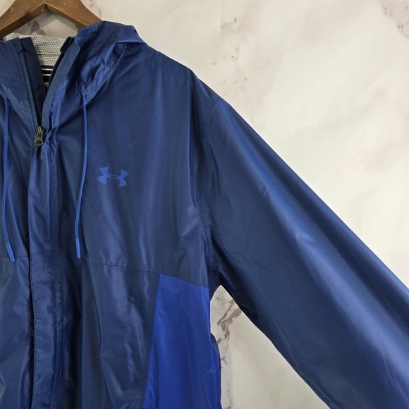 Under Armour Rain Jacket Men XL Blue Cloud Strike Storm Seam Gore Waterproof - Picture 13 of 14